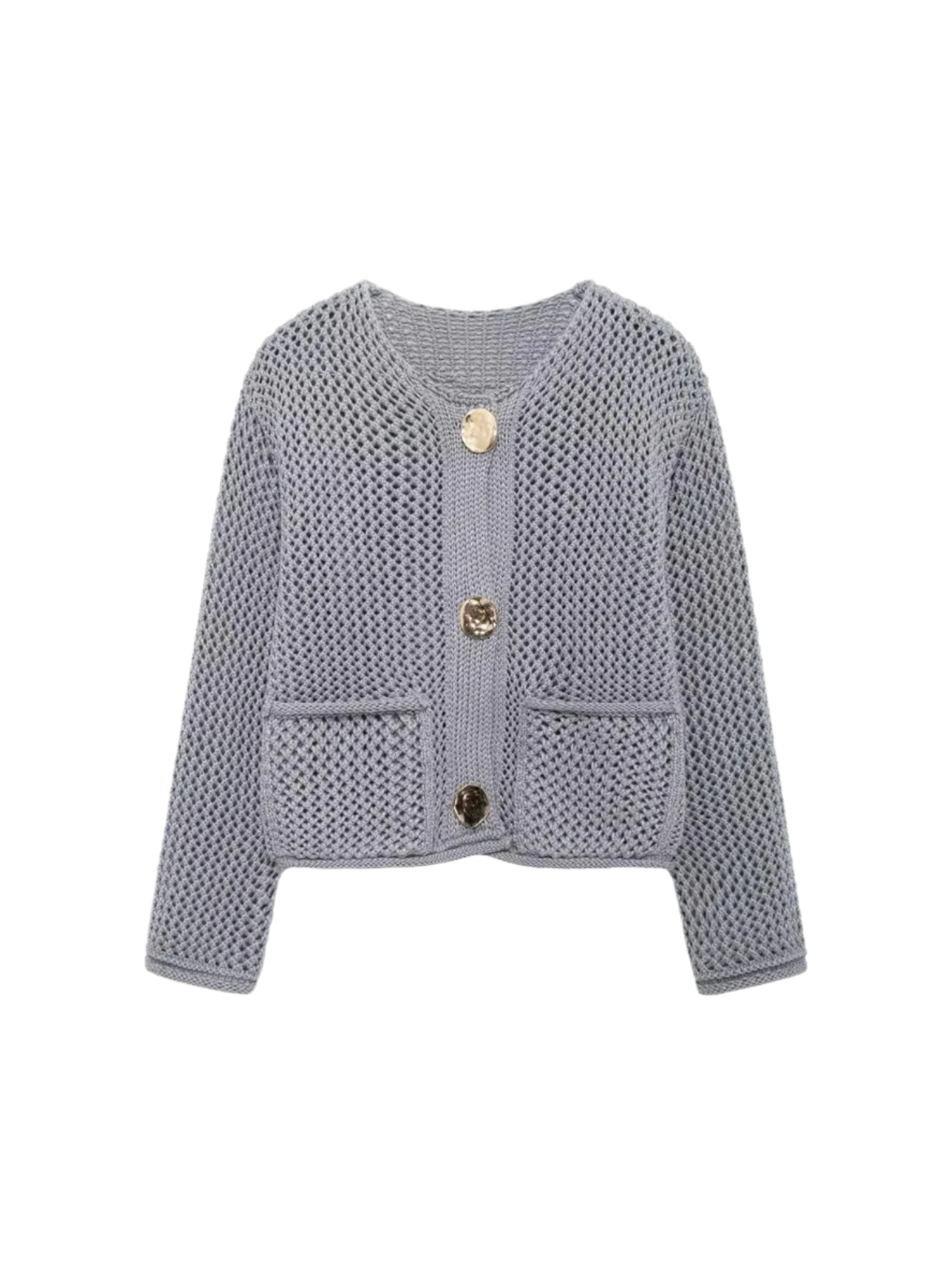 Giulia – Strikket Damecardigan med Metalliske Knapper