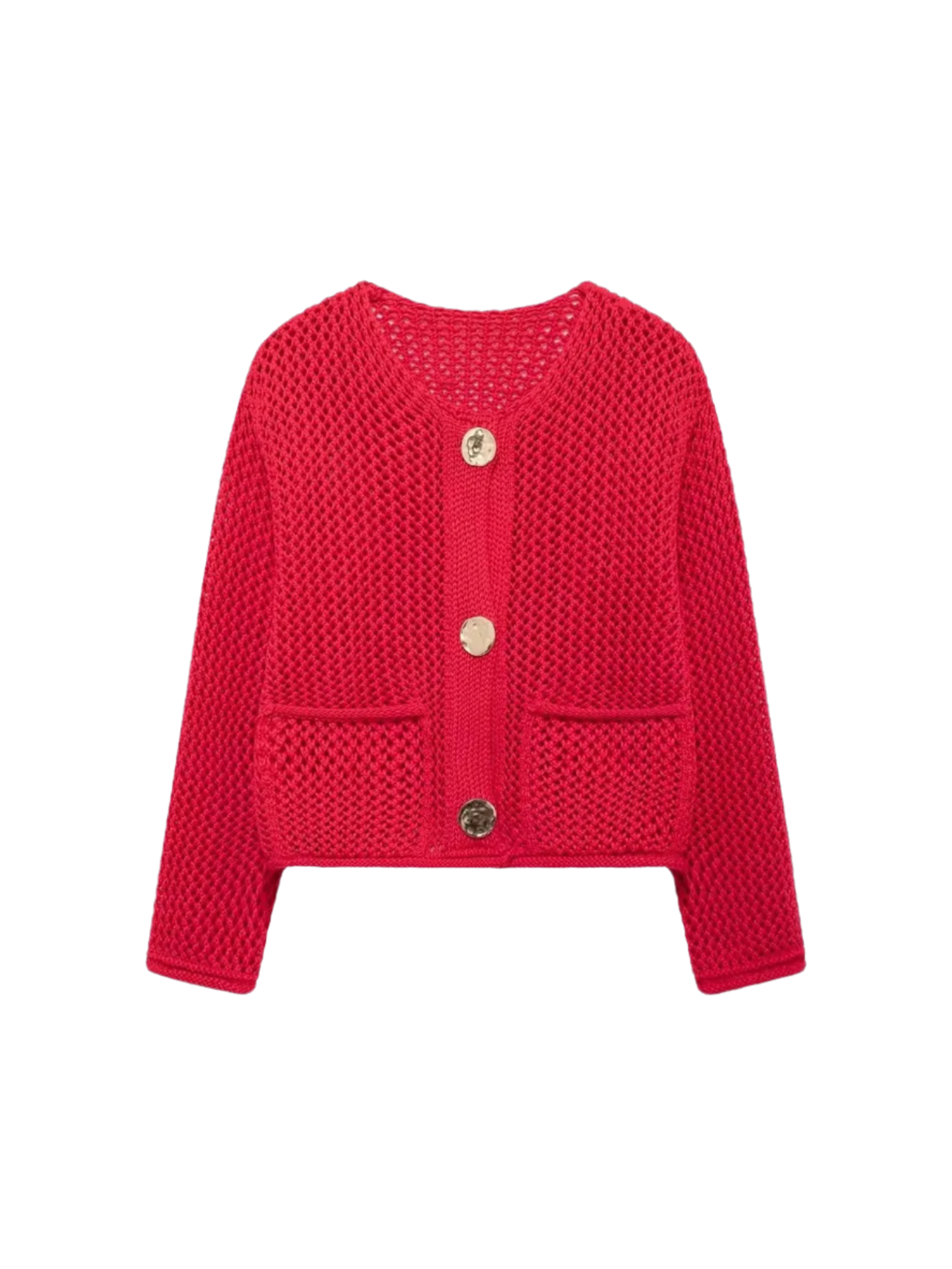 Giulia – Strikket Damecardigan med Metalliske Knapper