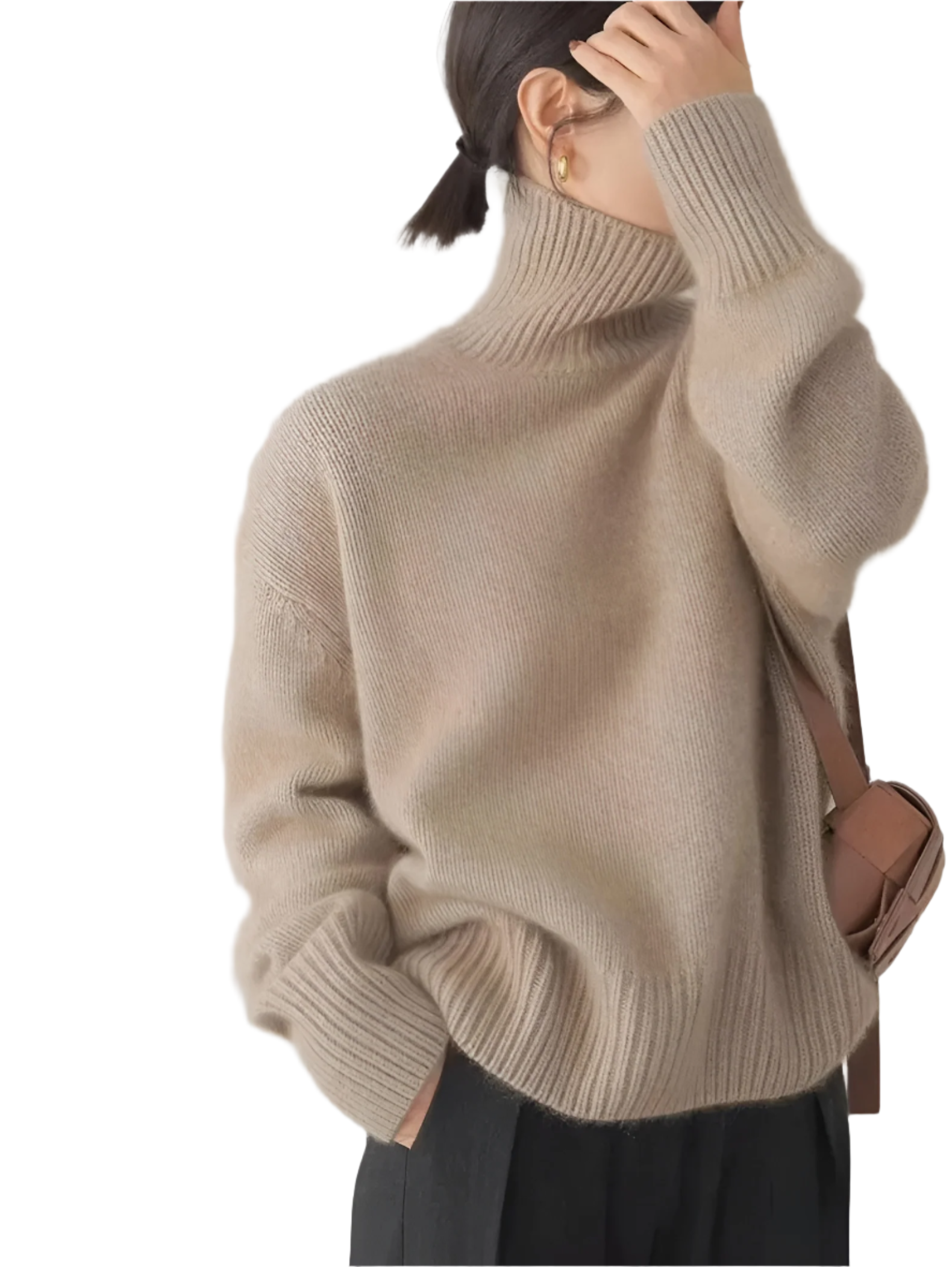Isabella – Blød Beige Kvinders Cashmere Rullekrave