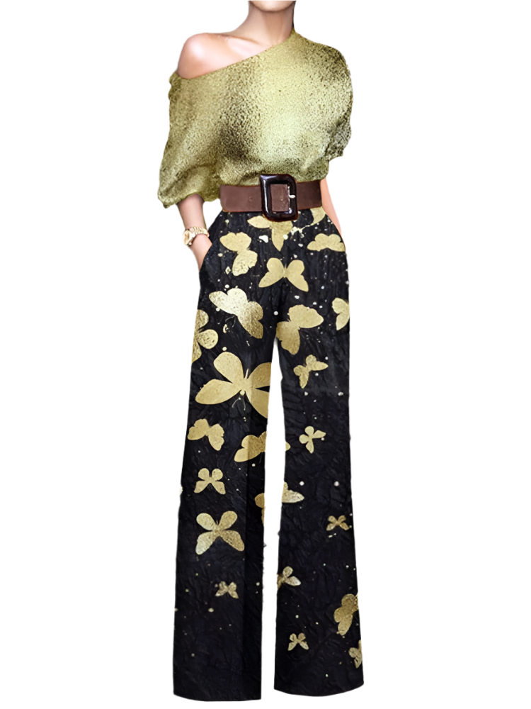 Isabella – Off-Shoulder Dame Jumpsuit med Blomsterprint