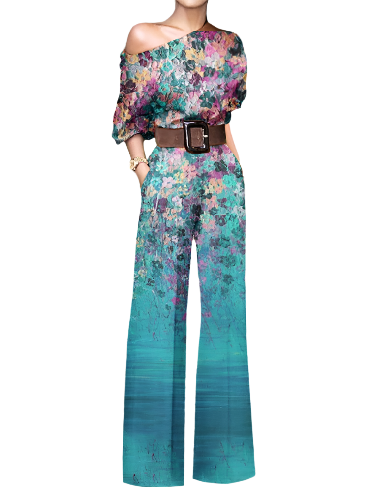 Isabella – Off-Shoulder Dame Jumpsuit med Blomsterprint