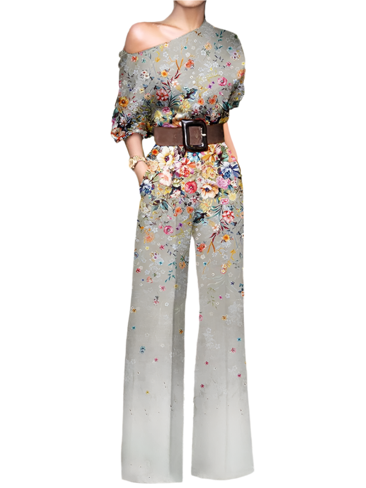 Isabella – Off-Shoulder Dame Jumpsuit med Blomsterprint