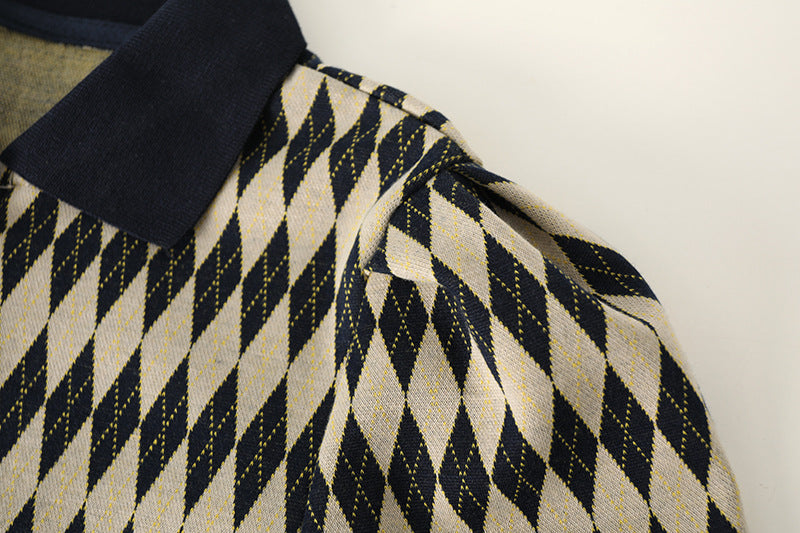 Isabella – Strikket Sommerkjole til Kvinder i Khaki med Tern