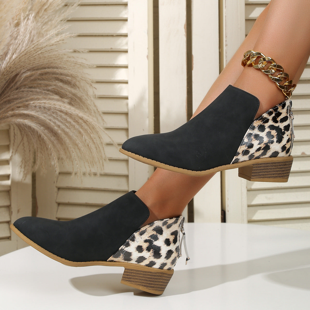 Agnes – Kvinders Suede-Look Boots med Blokhæl