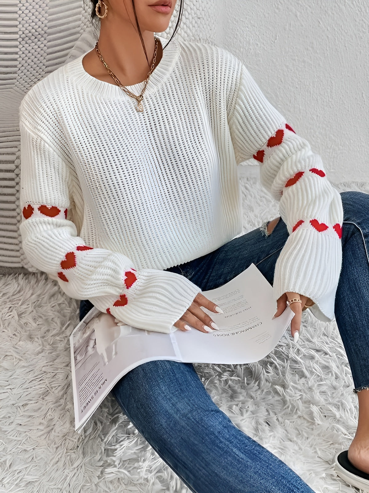 Isabella – Broderet Dame Sweater med Afslappet Pasform