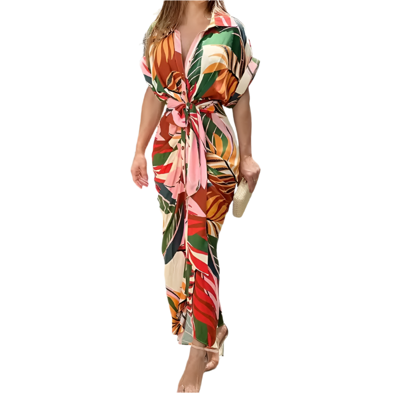 Giulietta – Sommerkjole til Kvinder med Knaplukning og Elegant Fald