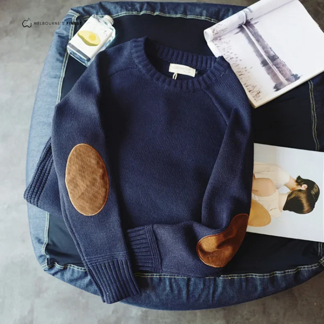 Lorenzo – Herre Pullover i Bomuld med Albuedetaljer