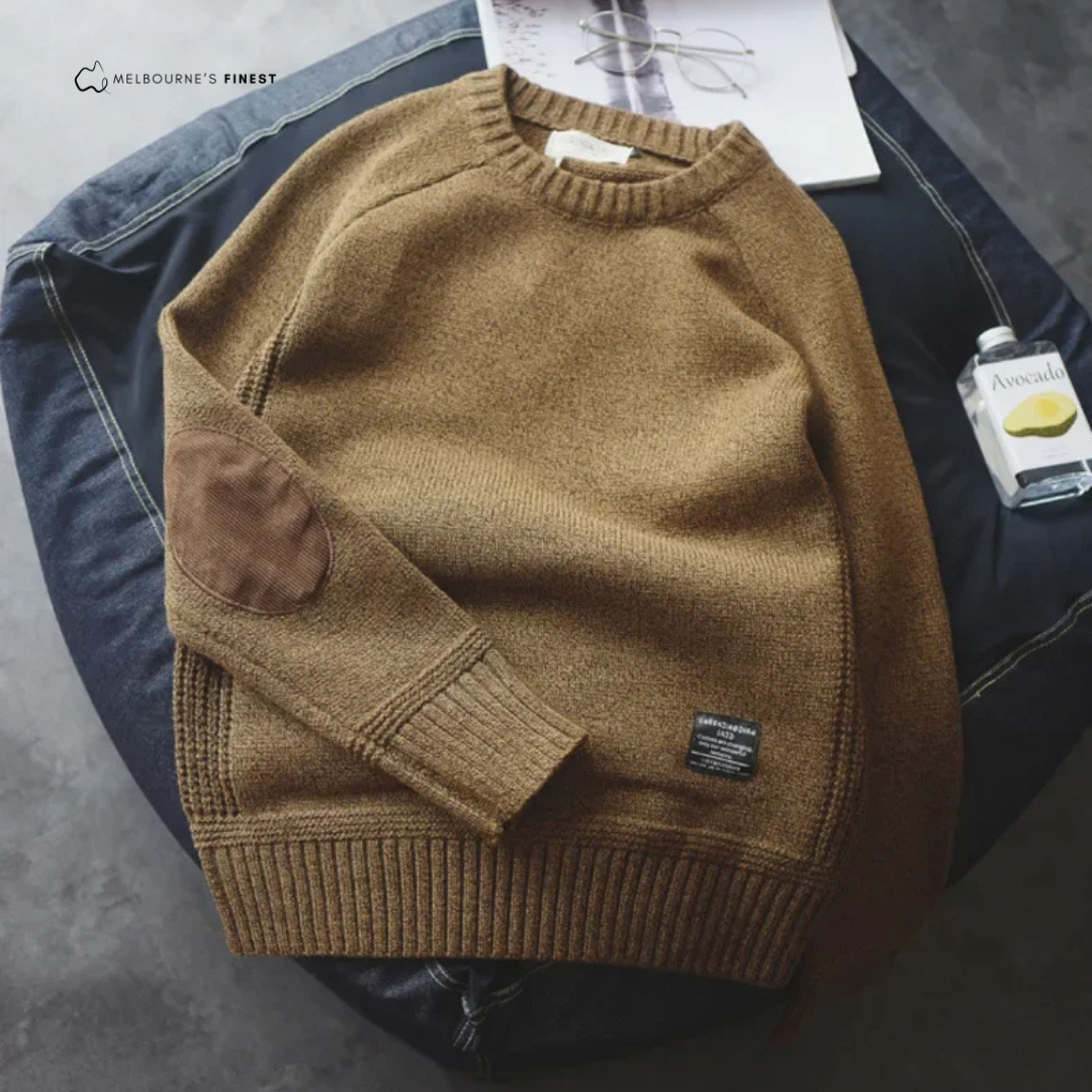 Lorenzo – Herre Pullover i Bomuld med Albuedetaljer