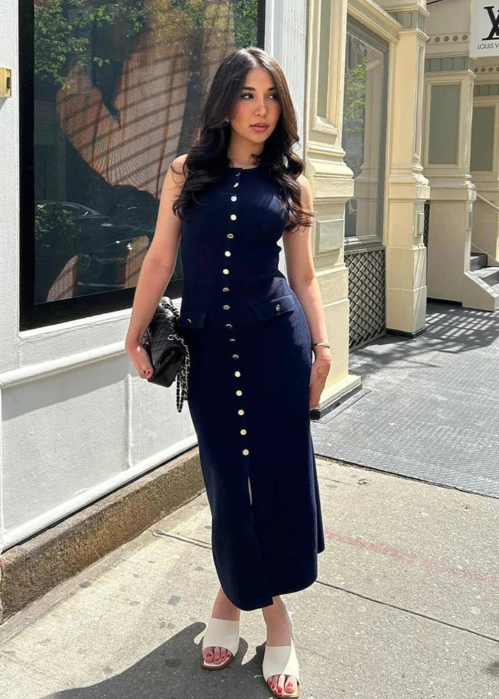 Chiara – Strikket Ribbet Midi Kjole til Kvinder