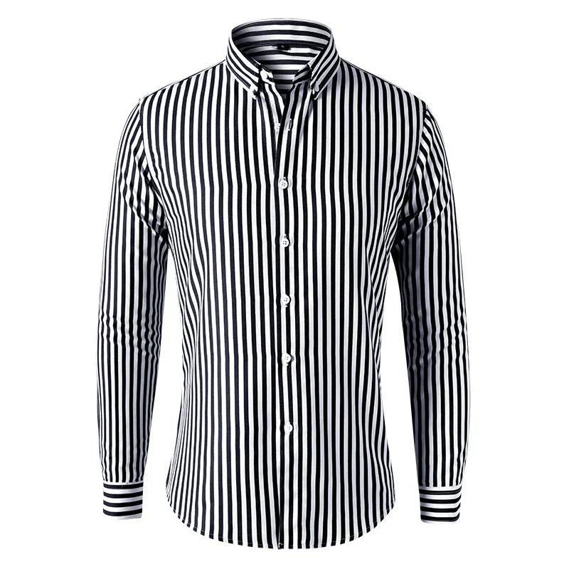 Colvani – Stribet Slim Fit Skjorte til Mænd