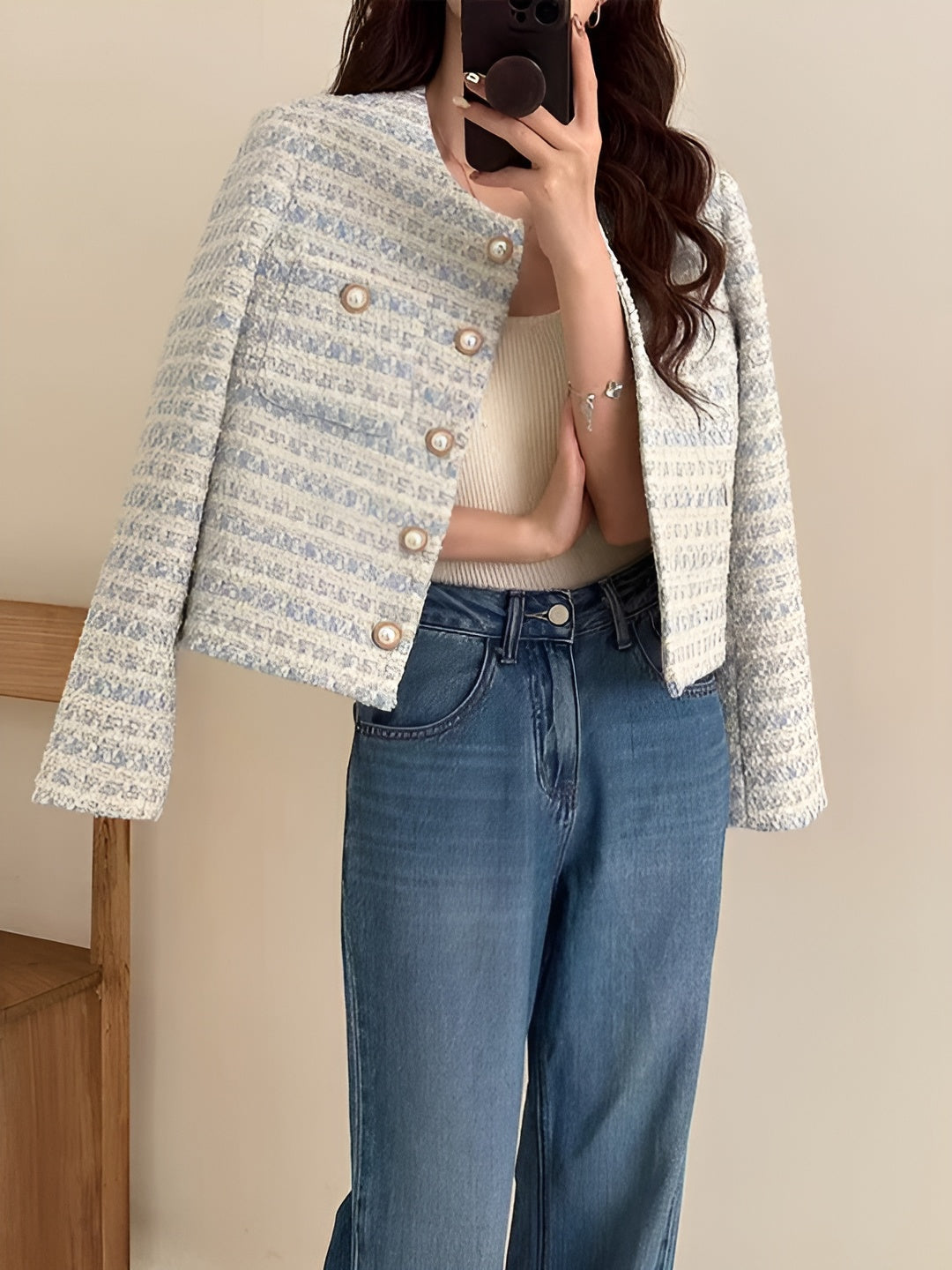 Camille – Stilfuld Tweed Blazer til Kvinder