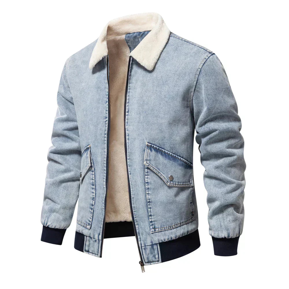 Lorenzo – Herre Denimjakke med Blød Sherpa Foring