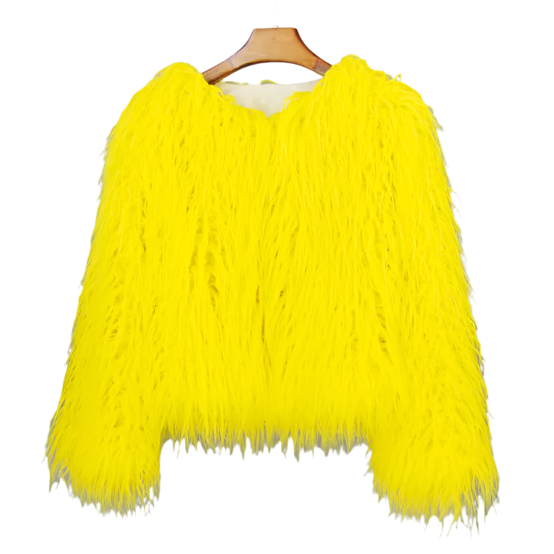 Elisa - Vibrant Unisex Festival Faux Fur Jacket