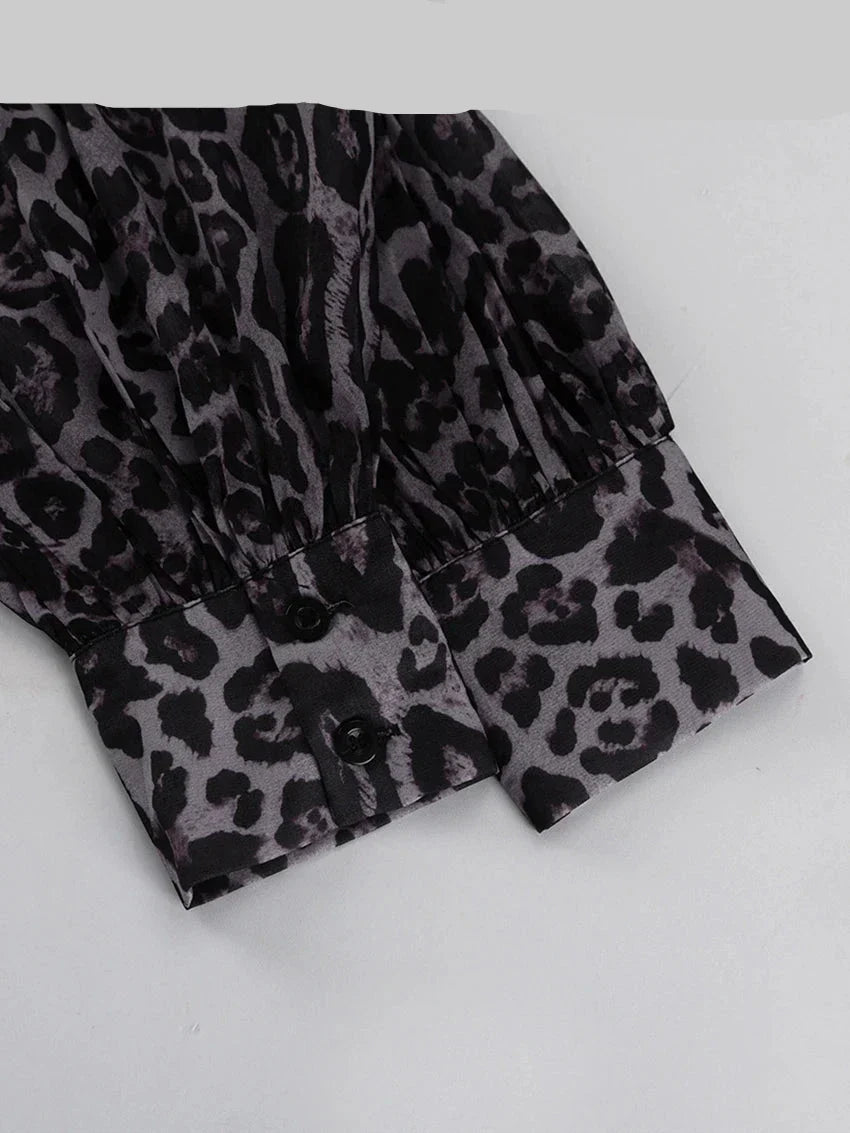 MirellaGalli Minikjole Med Leopardprint Og Plissering Til Kvinder