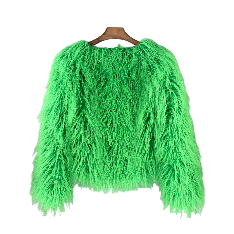 Elisa - Vibrant Unisex Festival Faux Fur Jacket