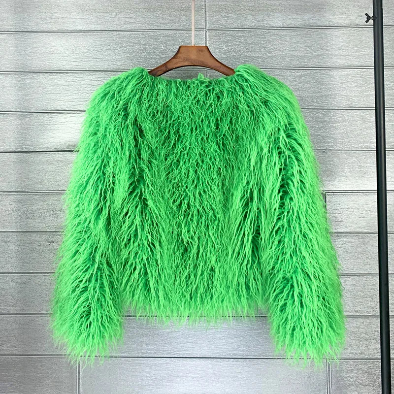 Elisa - Vibrant Unisex Festival Faux Fur Jacket