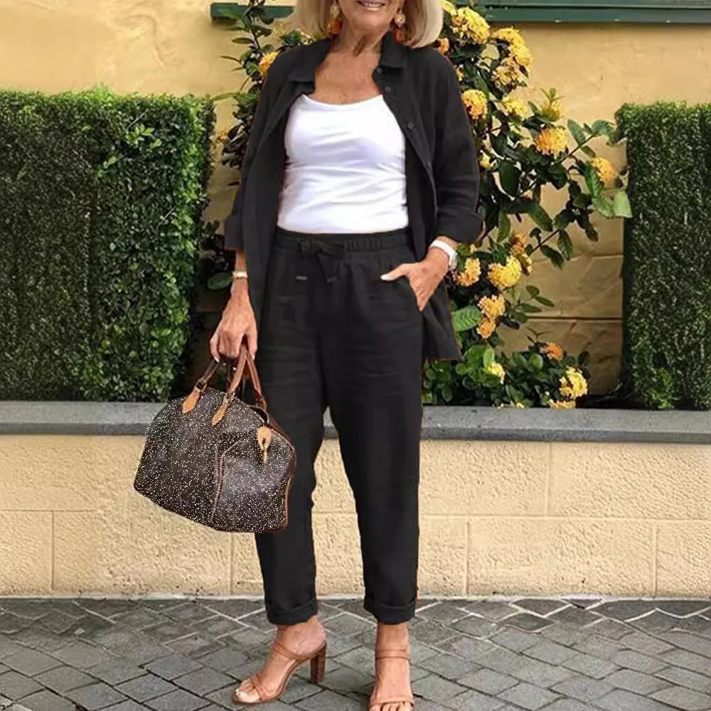 ChiaraRossi Casual bomuld og hør 2-delt sæt