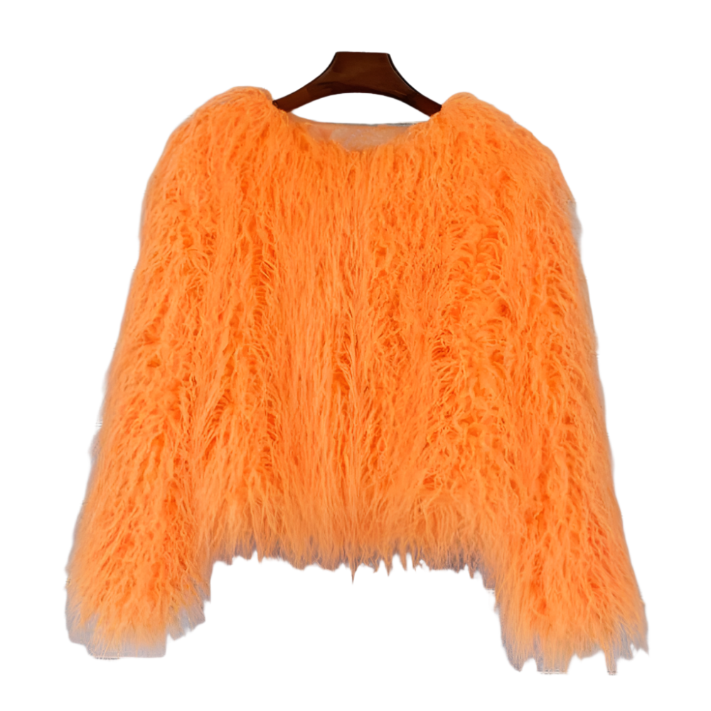 Elisa - Vibrant Unisex Festival Faux Fur Jacket