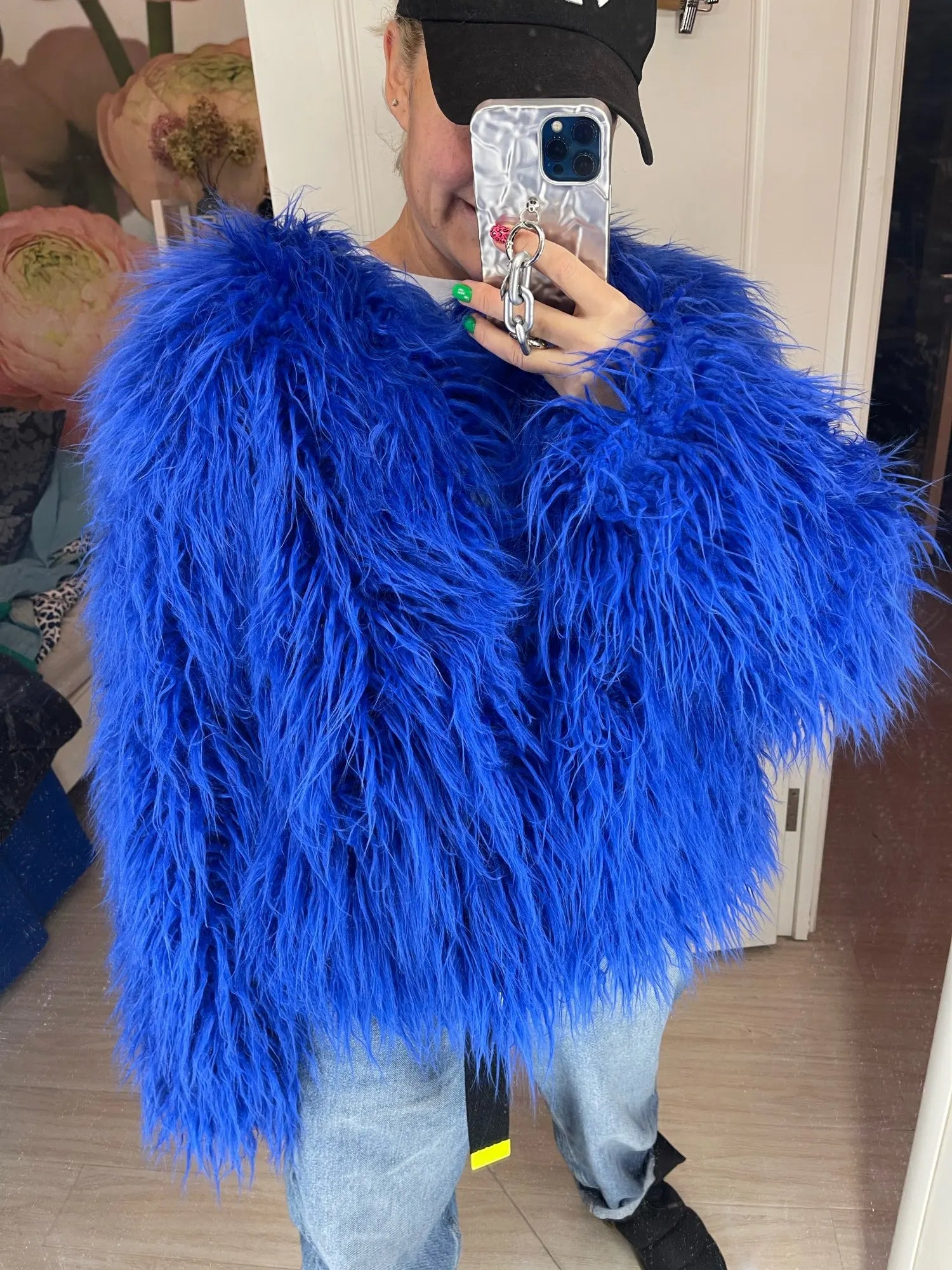 Elisa - Vibrant Unisex Festival Faux Fur Jacket