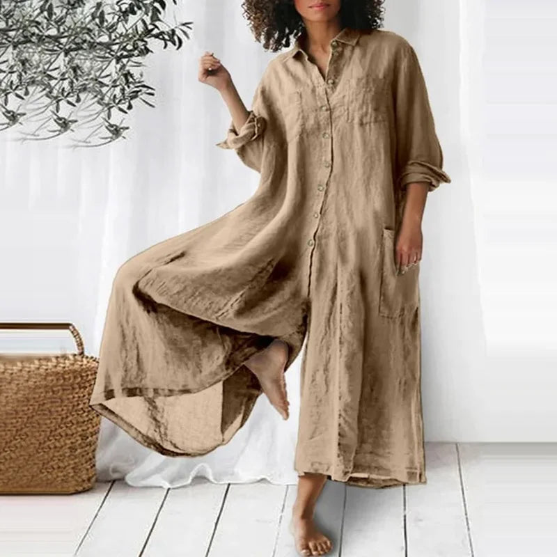 Amelia – Relaxed-Fit Dame Maxi Kjole i Hør