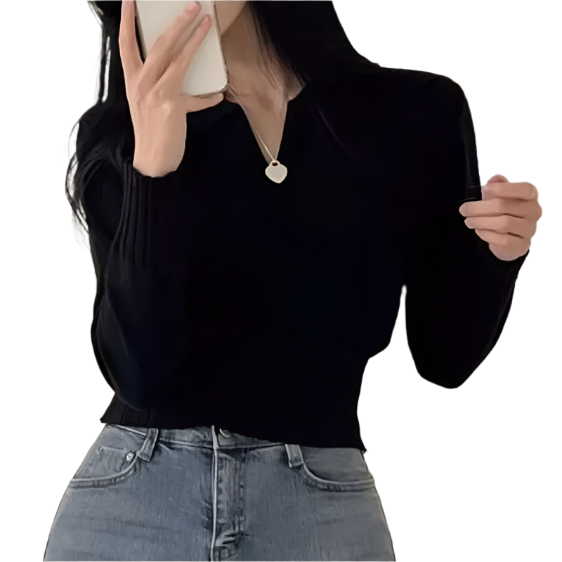 Isabella – Slim-Fit Strikket Damebluse