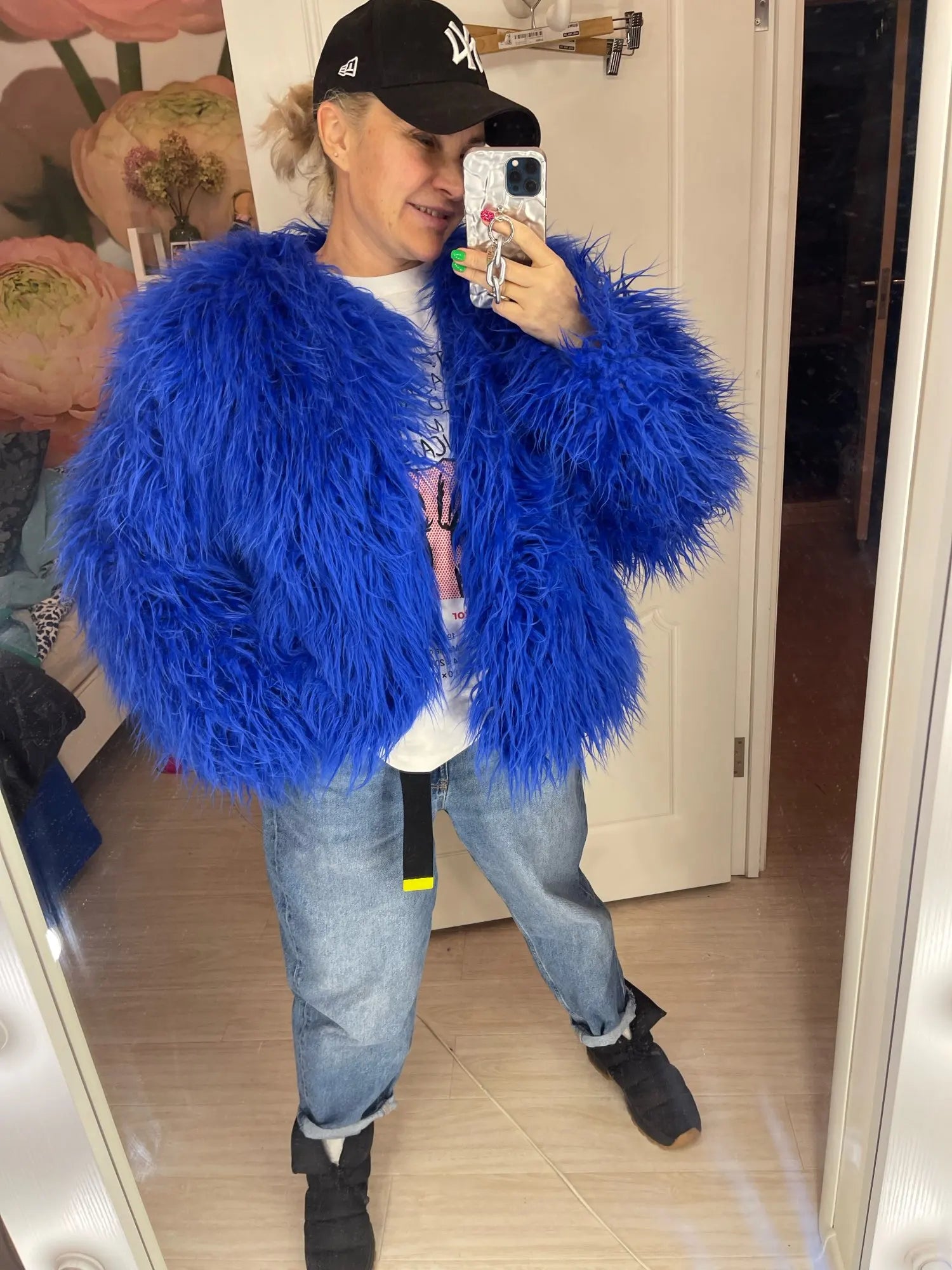 Elisa - Vibrant Unisex Festival Faux Fur Jacket