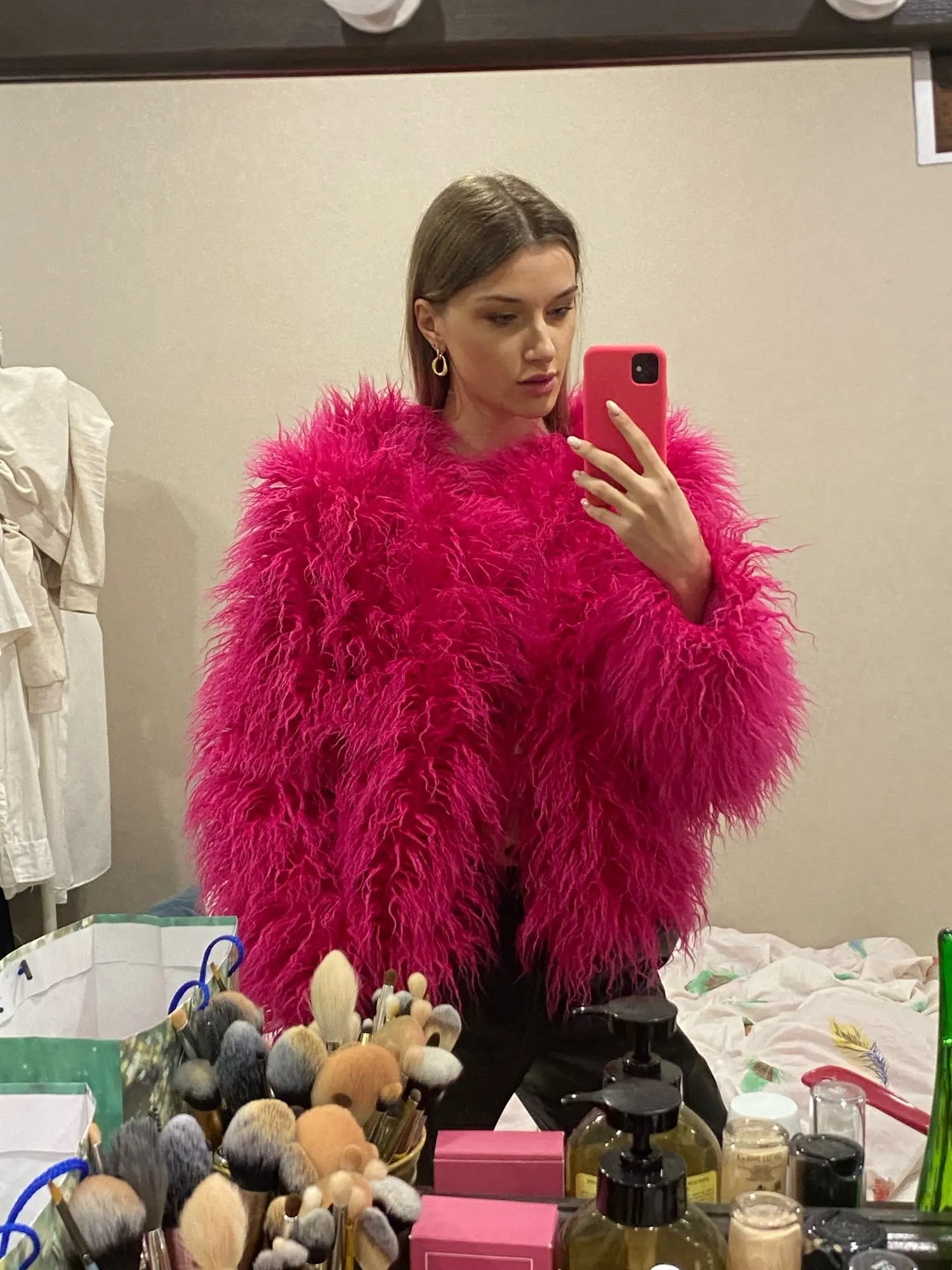 Elisa - Vibrant Unisex Festival Faux Fur Jacket