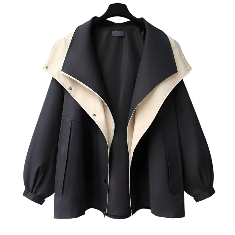 Isabella – Dame Vindjakke med Kontrast og Bælte til Efteråret