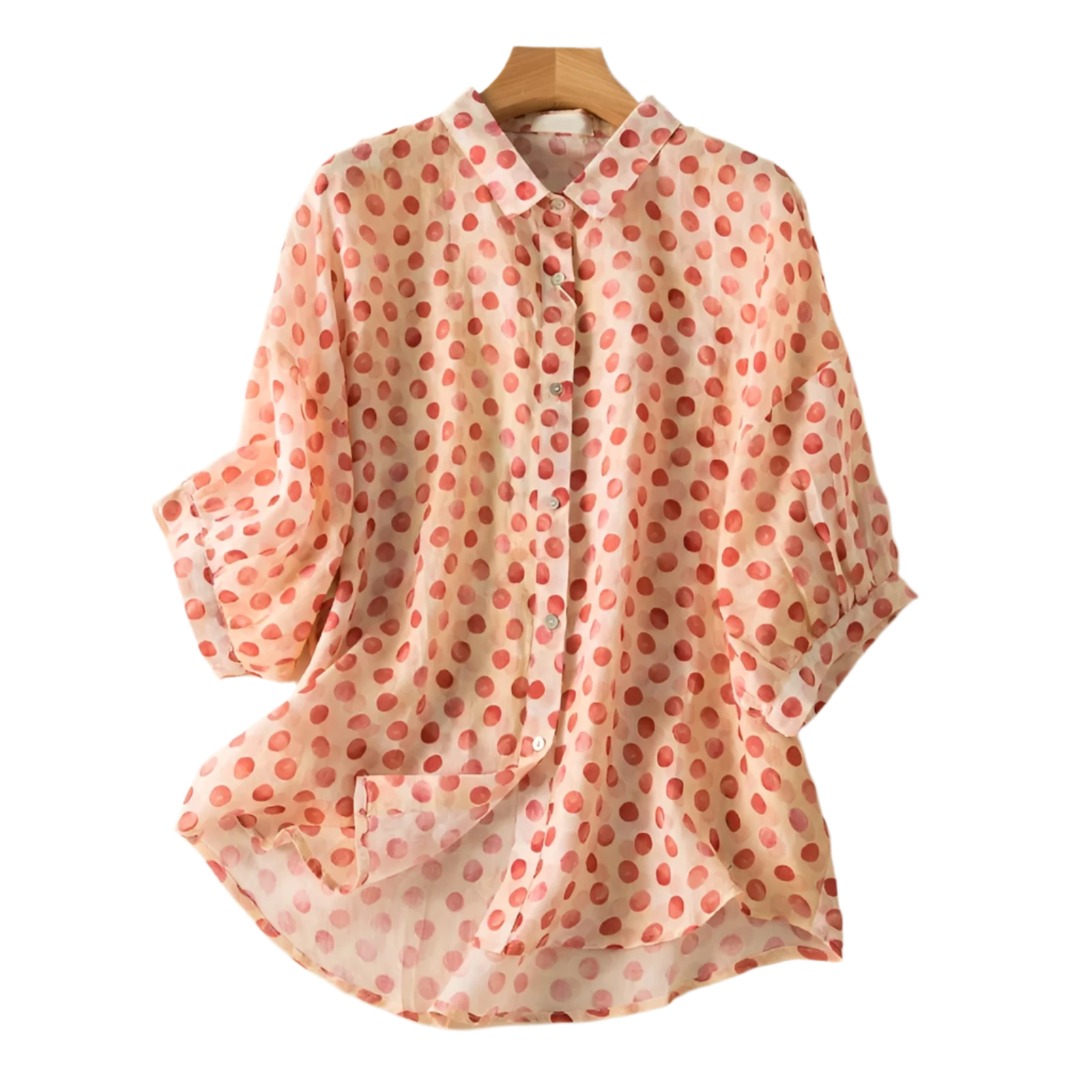 Luciana – Let Polkaprikket Damebluse i Hør