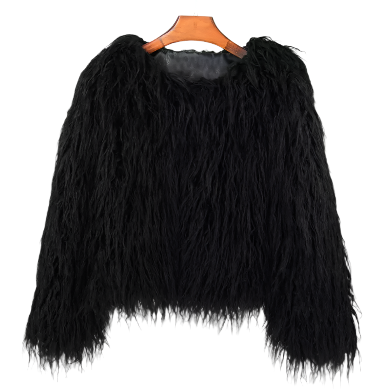 Elisa - Vibrant Unisex Festival Faux Fur Jacket