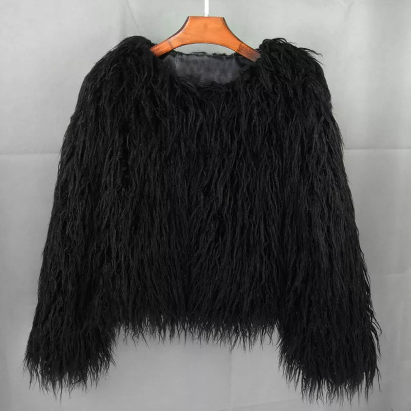 Elisa - Vibrant Unisex Festival Faux Fur Jacket