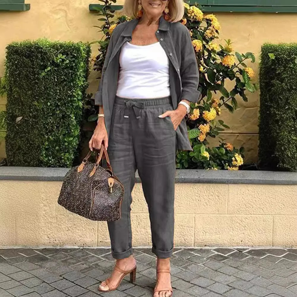 ChiaraRossi Casual bomuld og hør 2-delt sæt