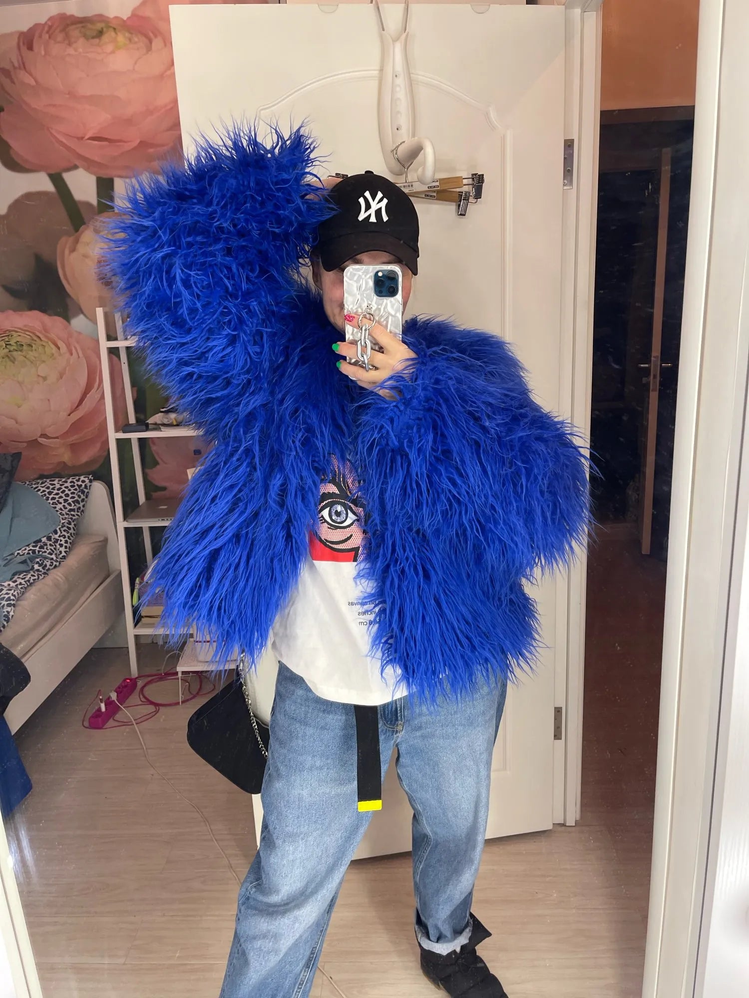 Elisa - Vibrant Unisex Festival Faux Fur Jacket