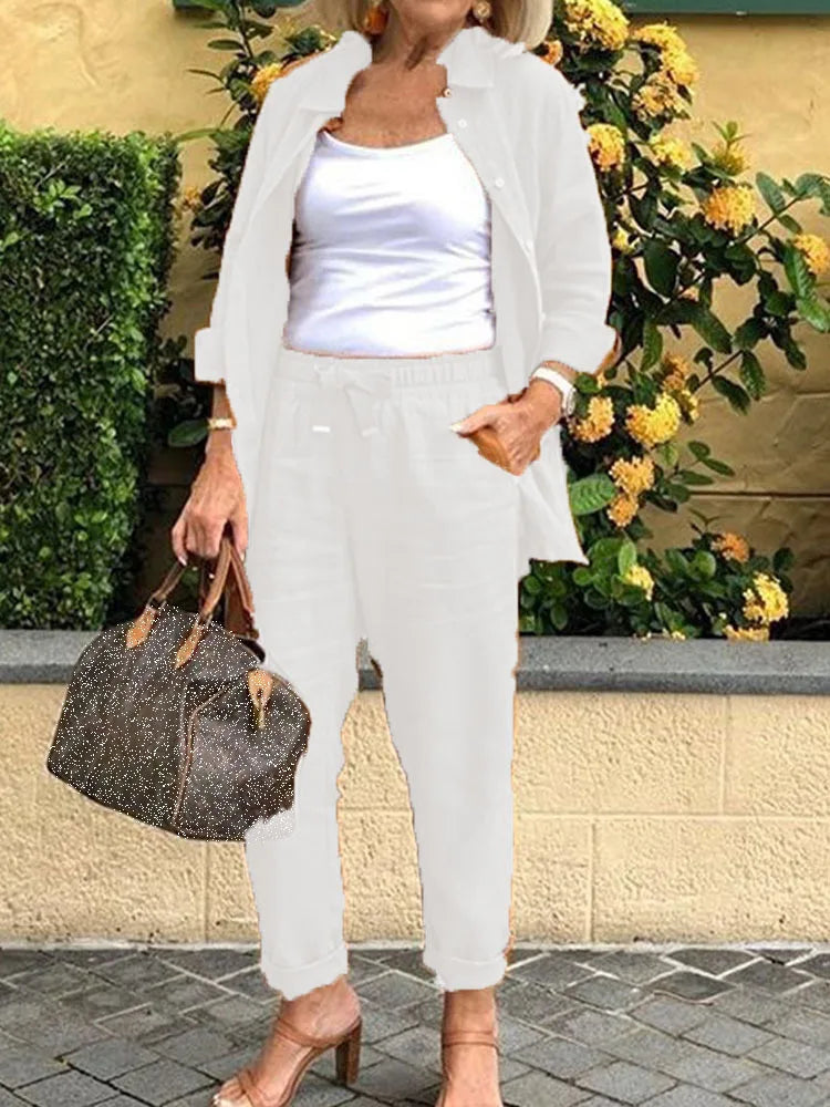 ChiaraRossi Casual bomuld og hør 2-delt sæt