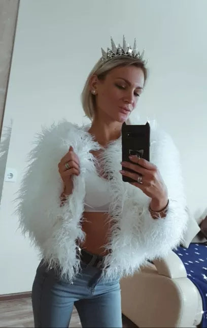 Elisa - Vibrant Unisex Festival Faux Fur Jacket