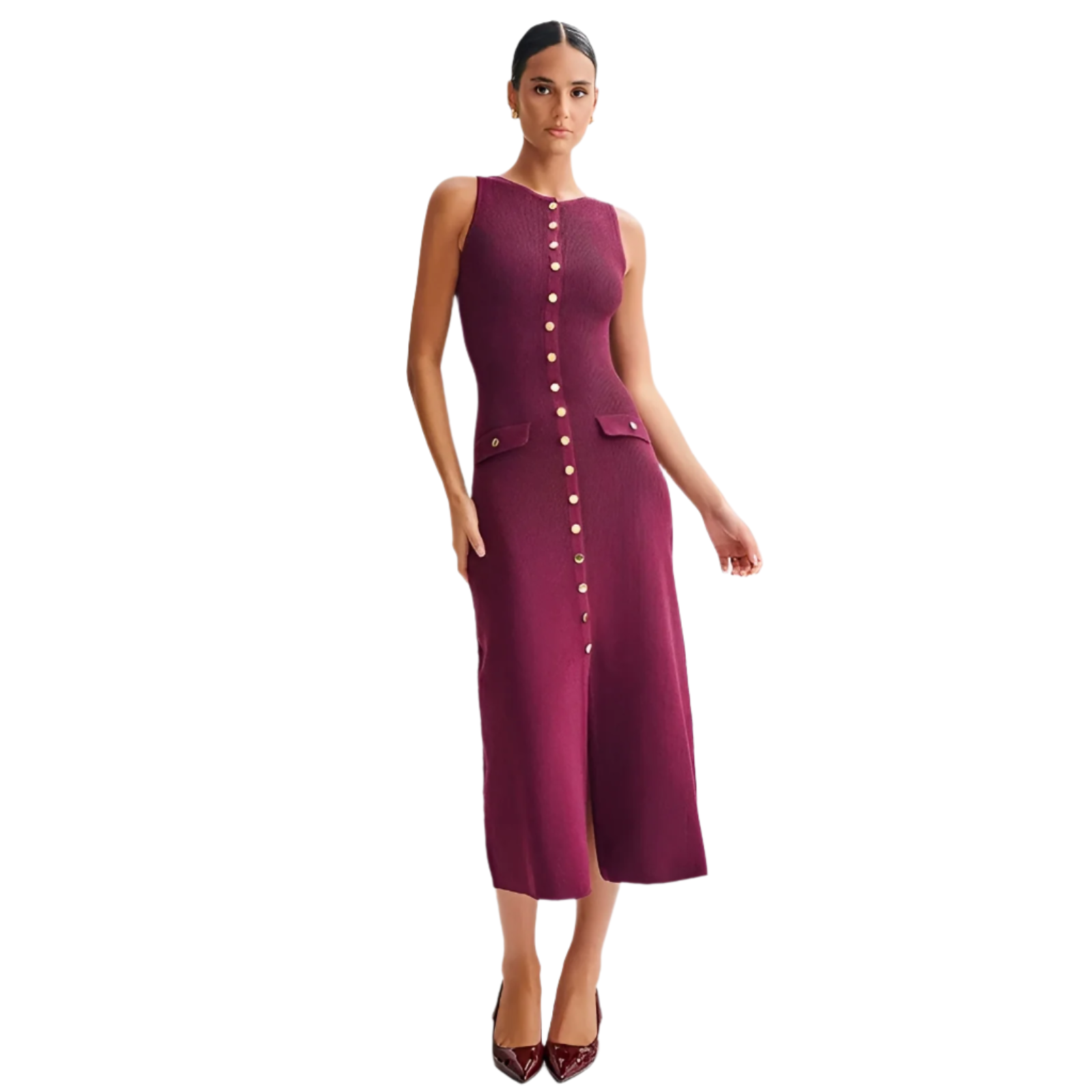 Clara – Blød Strikket Midi Kjole til Kvinder