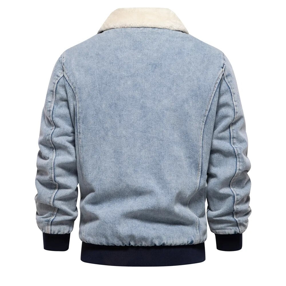 Lorenzo – Herre Denimjakke med Blød Sherpa Foring