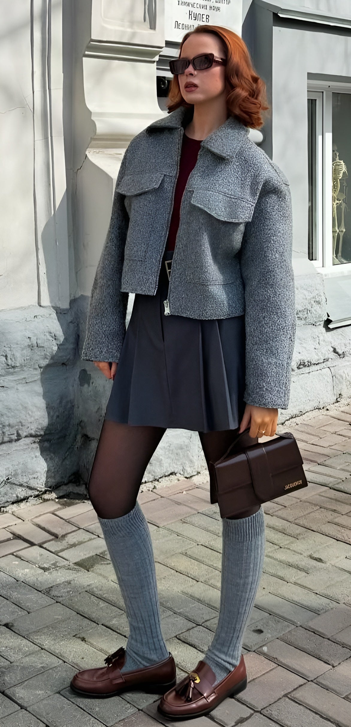 Camila – Cropped Bomberjakke til Kvinder med Reverskrave