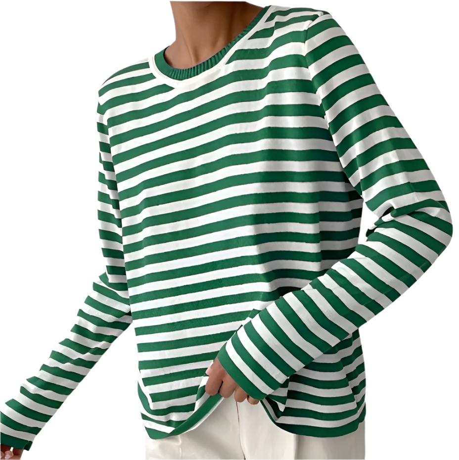 Isabella – Stribet Langærmet T-shirt i Bomuld til Kvinder