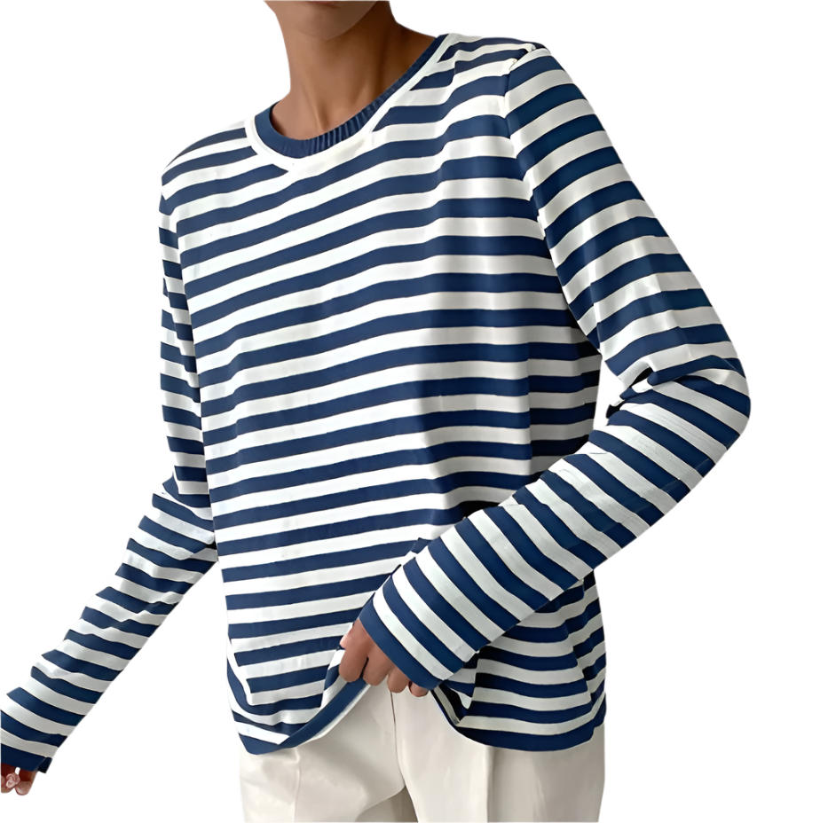Isabella – Stribet Langærmet T-shirt i Bomuld til Kvinder