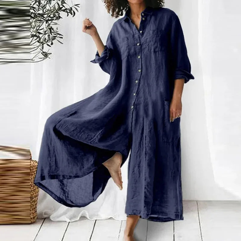 Amelia – Relaxed-Fit Dame Maxi Kjole i Hør