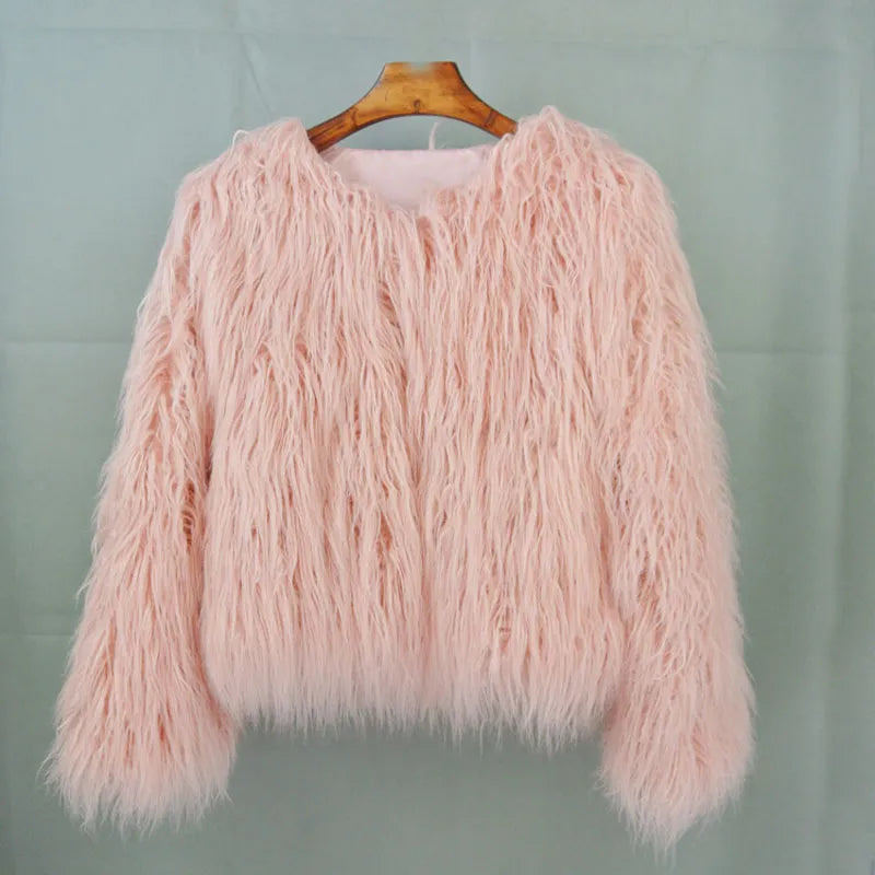 Elisa - Vibrant Unisex Festival Faux Fur Jacket