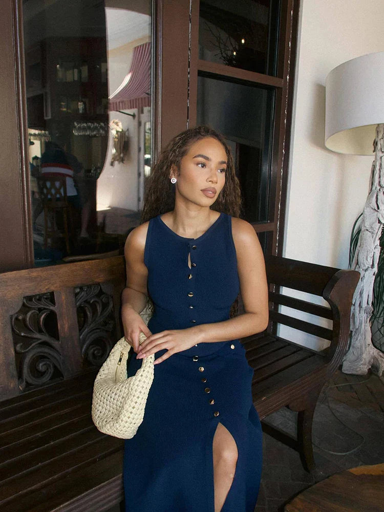 Chiara – Strikket Ribbet Midi Kjole til Kvinder