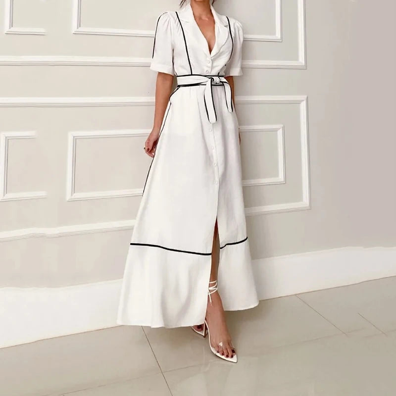 Abigail – Kleurblok Maxi Jurk voor Dames