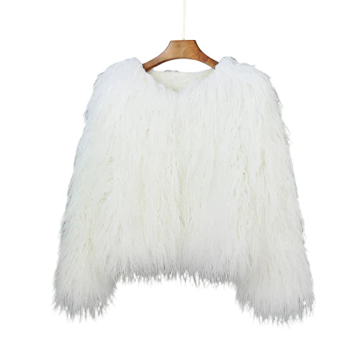 Elisa - Vibrant Unisex Festival Faux Fur Jacket