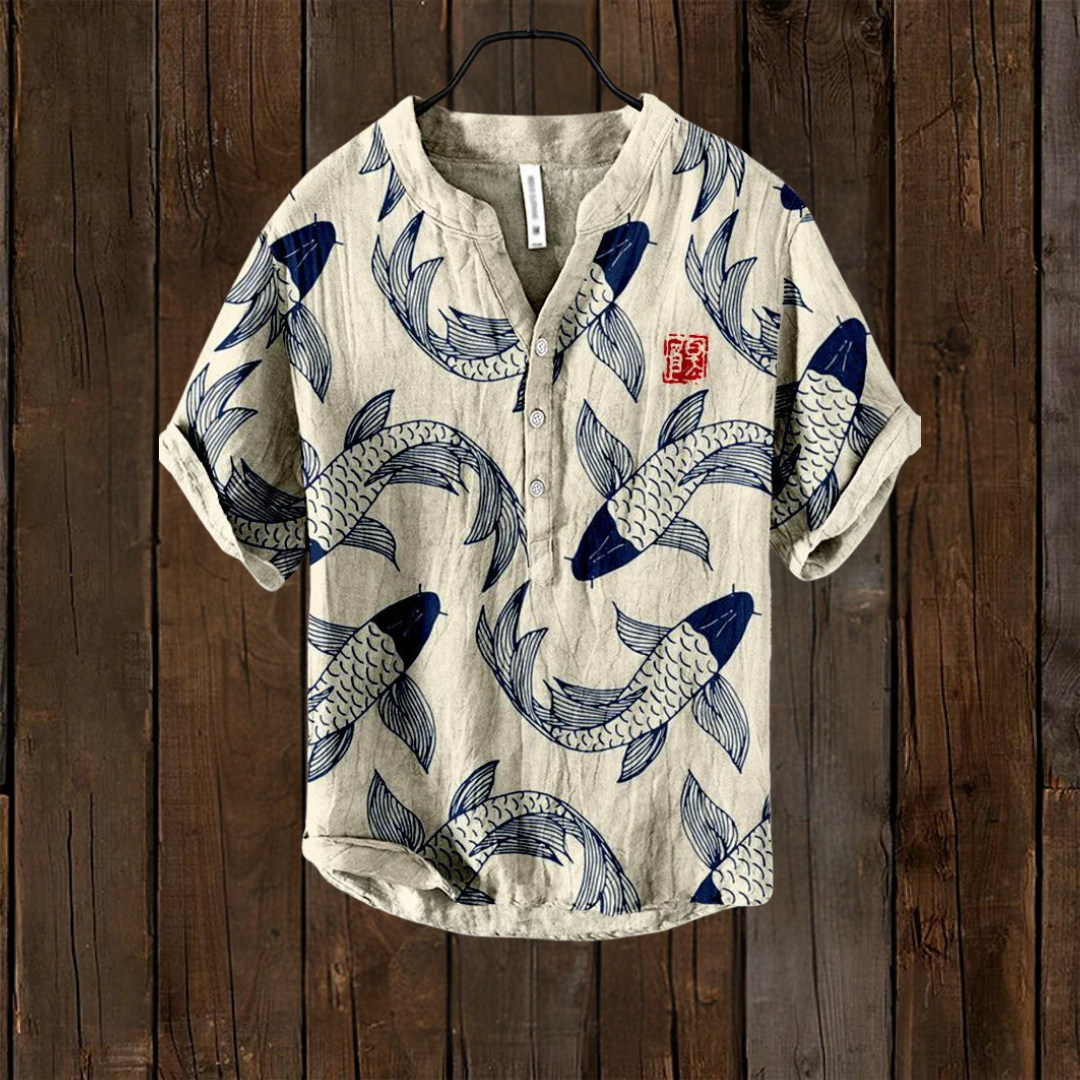 Marini – Ocean Breeze Herreskjorte med Fiskemønster