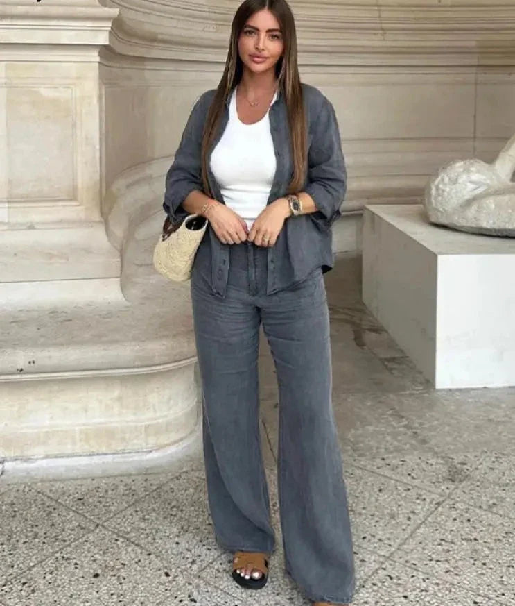 SofiaRanieri Plain Højtaljede Lange Bukser til kvinder