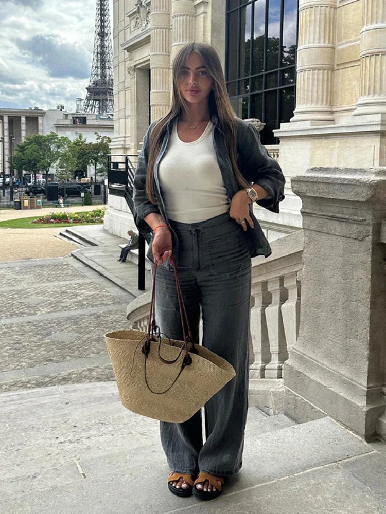 SofiaRanieri Plain Højtaljede Lange Bukser til kvinder