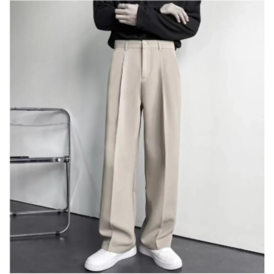 Luca – Plisserede Herrebukser i Beige, Hvid og Sort