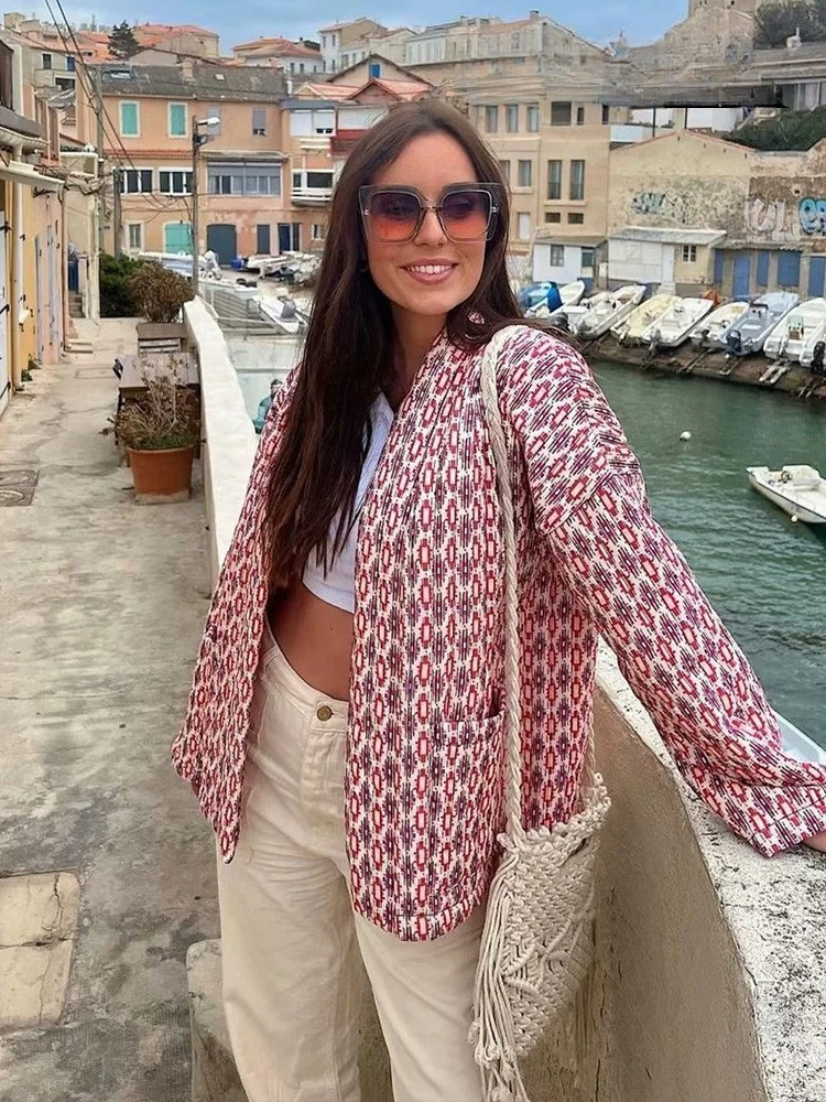 Giulia – Vintage Damejakke i Patchwork Bomuld
